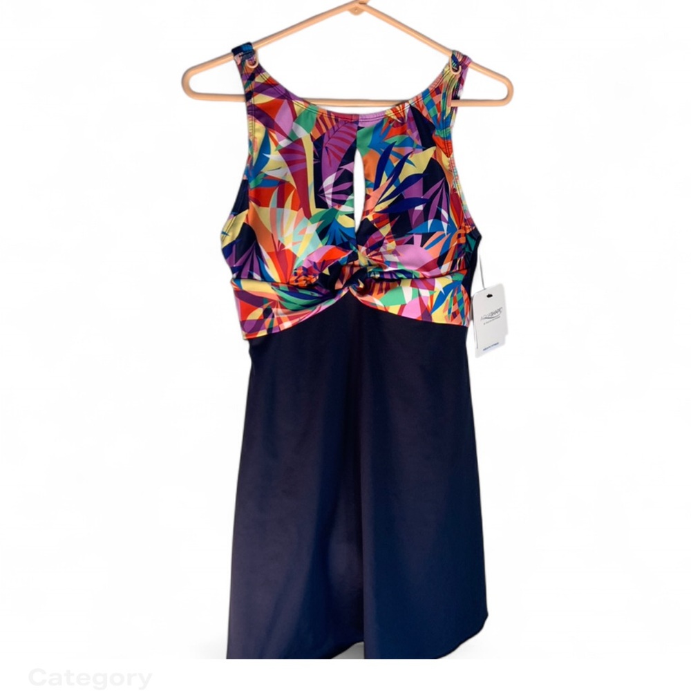 New Colorful Geometric Women's One Piece Swimsuit by Dolphin size 12